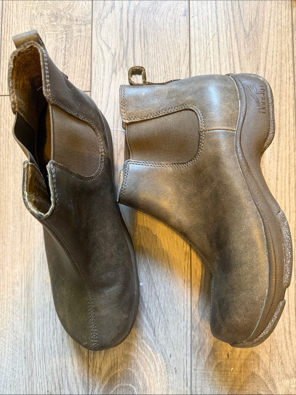Dansko Womens Brown Burnished Leather Chelsea Frankie Ankle Boots Size 38 US 7.5